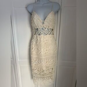 NWT - Express White/Cream Lace Midi Dress - size 0